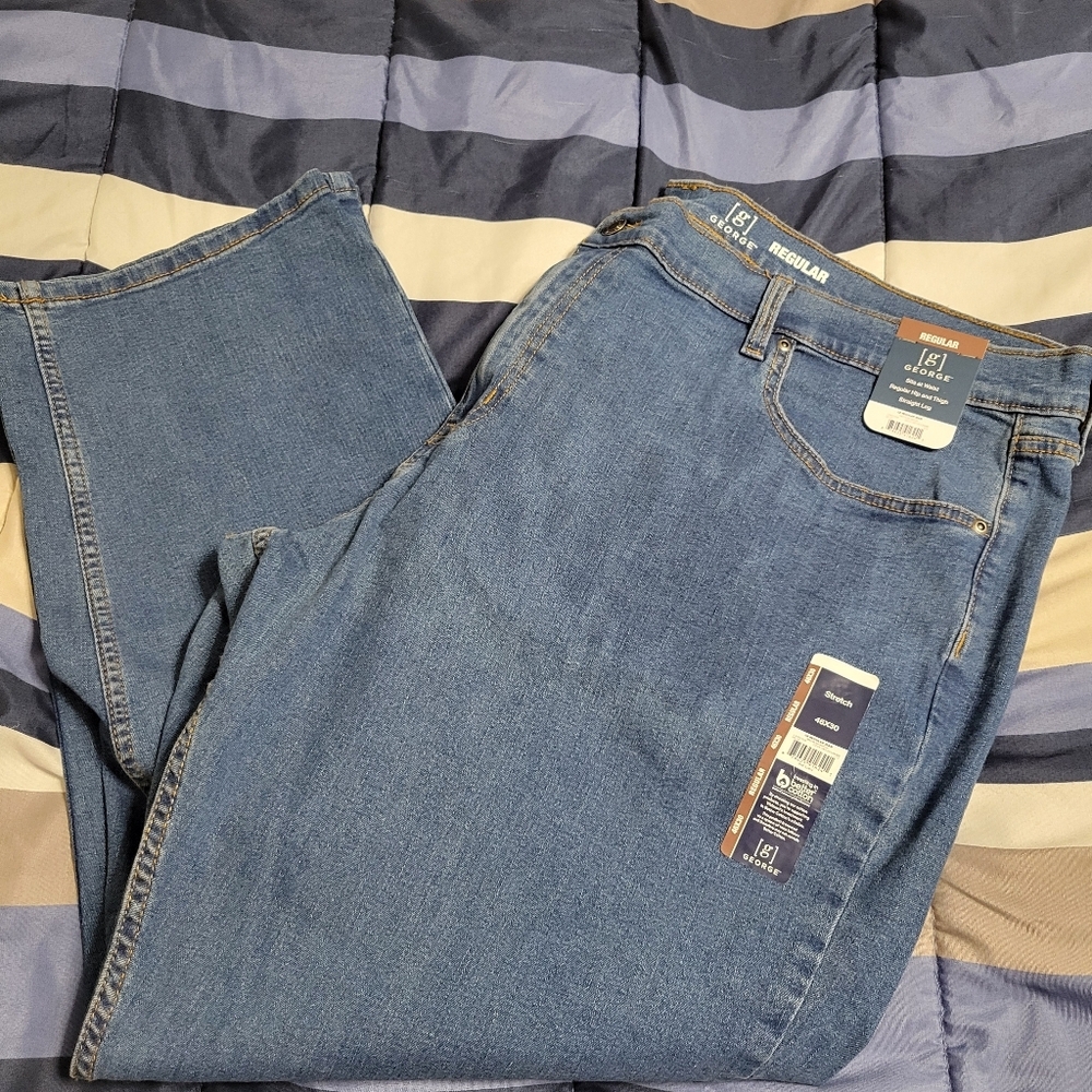 GEORGE Straight Leg Denim Jeans- Men's Big & Tall 46x30 Medium Wash  NWT